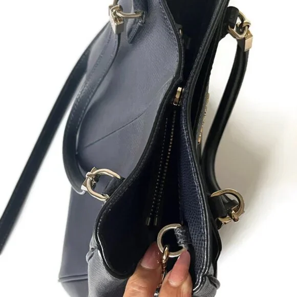 Coach F34663 Minetta Leather Handbag Satchel Midnight Blue Navy Crossbody Purse - Picture 5 of 10